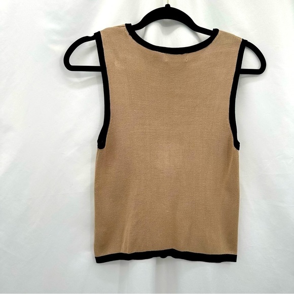 Liz Claiborne Collection Womens 100% Silk Tank Top Size Small Tan Black - Picture 2 of 8